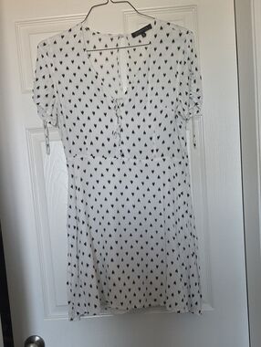 Dynamite White Mini Dress with Black Diamond Print